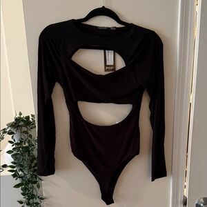 NastyGal Black Cut-Out Bodysuit